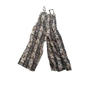 Smocked Snake print Wide Leg Jumpsuit M Resort Lagenlook Festival Hippie Grunge